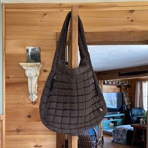Free People Brown Quilted Hobo Shoulder Bag